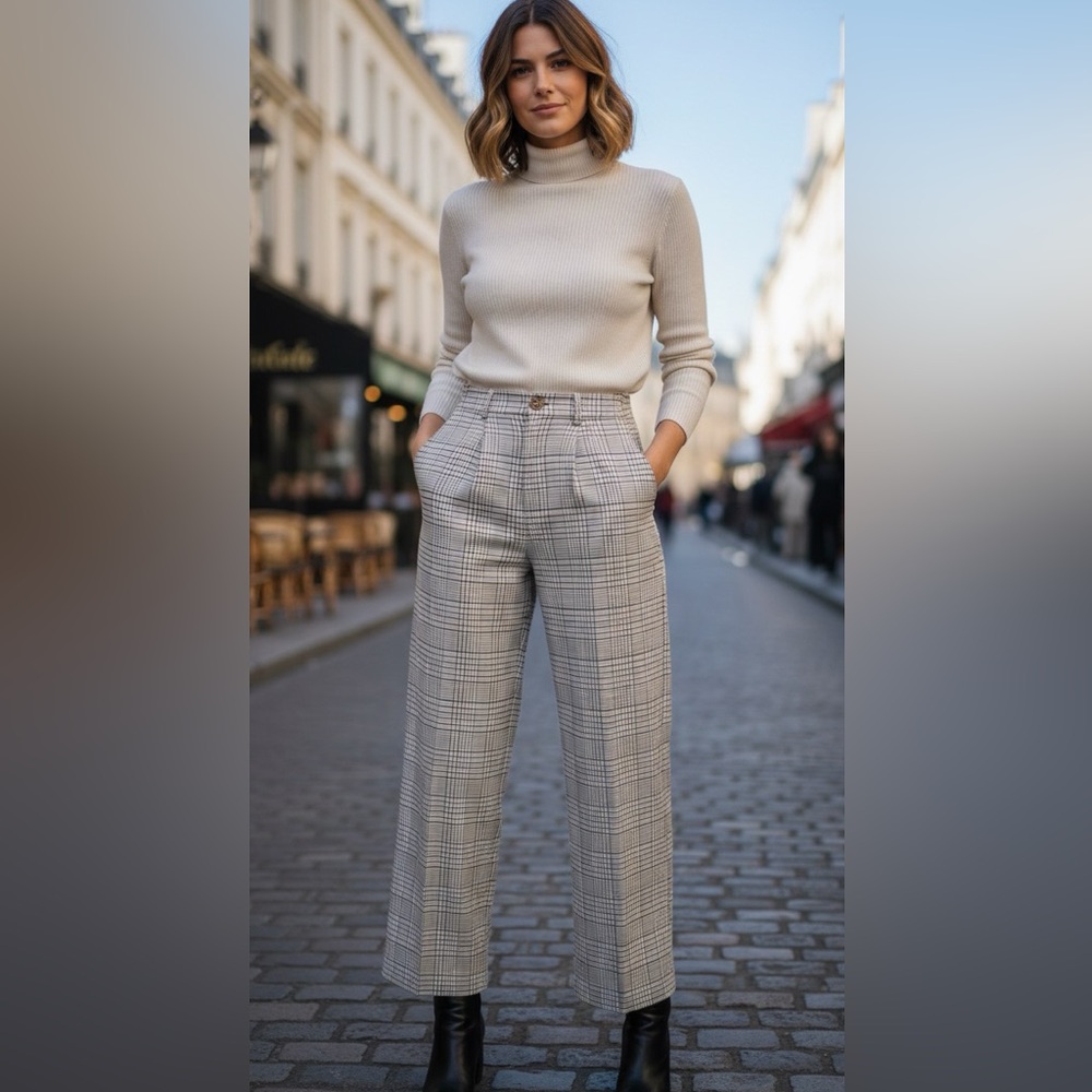 Plaid Women's Pants in Gray